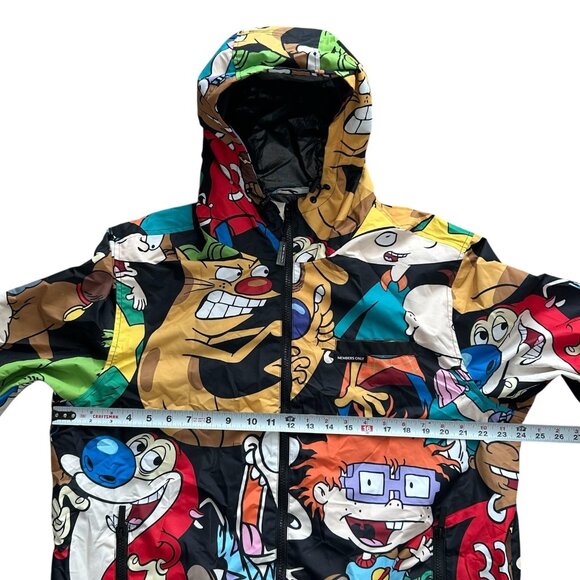 Members Only Nickelodeon Jacket Mens Large Cartoon Print Hooded Windbreaker 90s - Picture 2 of 13